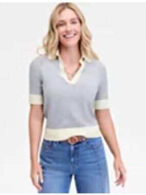 NWT On 34th Women's Colorblocked Knit Polo Short Sleeve Sweater Size S